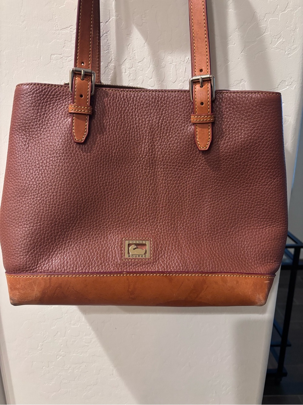Dooney & Bourke Brown and Tan Pebbled Leather Tote